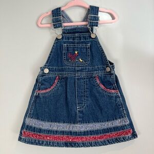 Vintage Cherokee Denim Skirtall Chicken Farm Theme Overalls 12M Baby Girl